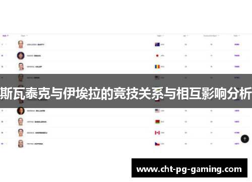 斯瓦泰克与伊埃拉的竞技关系与相互影响分析